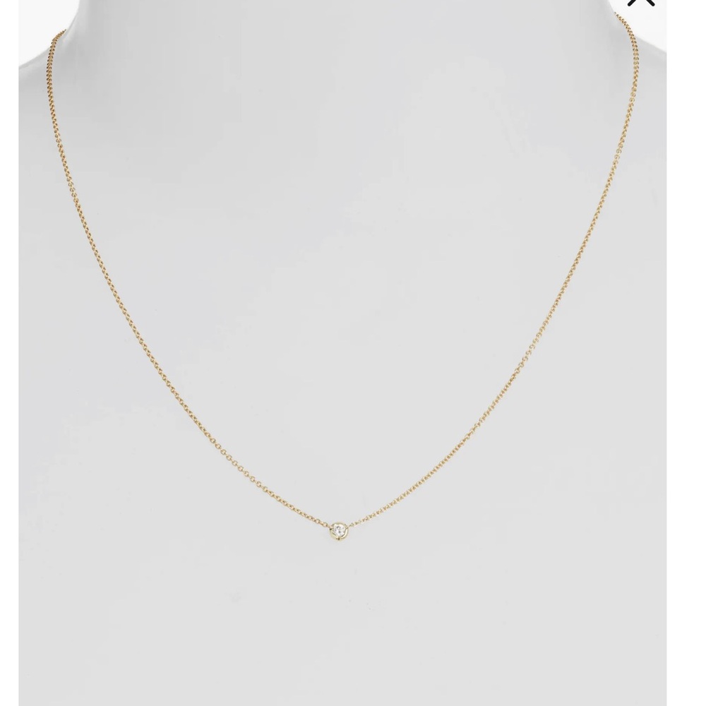 Bony Levy Petite Solitaire Diamond 14K g Gold necklace - Picture 3 of 8